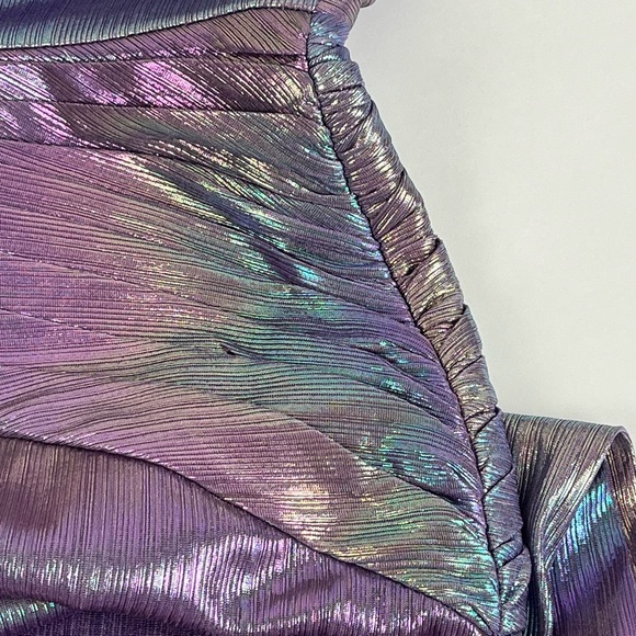 NWT RETROFETE Soleil Dress Lilac Aurora Pastel Rainbow Formal Prom Metallic Y2K - Picture 8 of 16